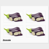 Snijd verse aubergine rechthoekige sticker (Vel)