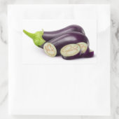 Snijd verse aubergine rechthoekige sticker (Tas)