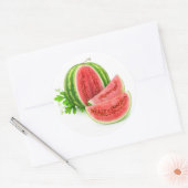 Snijd watermeloen ronde sticker (Envelop)