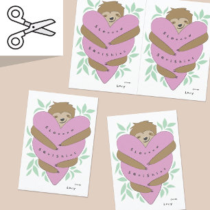 Snijdbare Luiaard Knuffels Valentijnsdag Kaart Pai