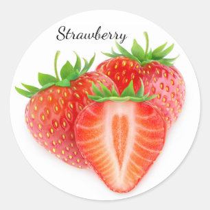 Snijden aardbeien ronde sticker