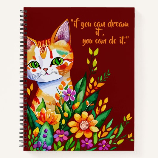 Snijden Kat en Bloemen Spiraal notitieboek (Voorkant)