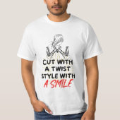 Snijden met een twist stijl met een glimlach Grapp T-shirt (Voorkant)