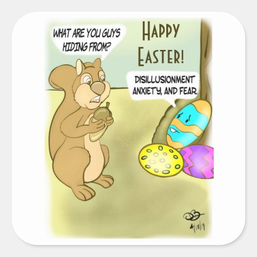 Snijden paaseieren vierkante sticker (Voorkant)