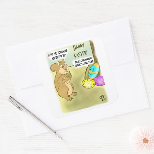 Snijden paaseieren vierkante sticker (Envelop)