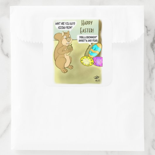 Snijden paaseieren vierkante sticker (Tas)