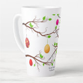 Snijden van paaseieren, lentevertakkingen latte mok (Linkerhoek)