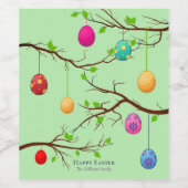 Snijden van paaseieren, lentevertakkingen wijn etiket (Enkel label)