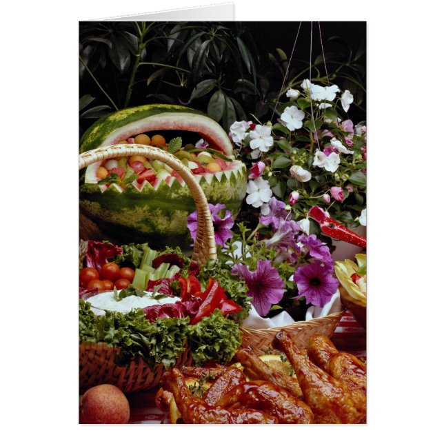 Snijden van watermeloenen met bloemen (Voorkant)