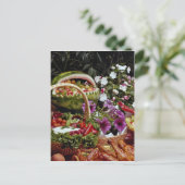 Snijden van watermeloenen met bloemen briefkaart (Staand voorkant)