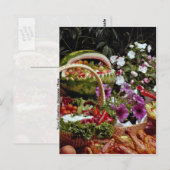 Snijden van watermeloenen met bloemen briefkaart (Voorkant / Achterkant)