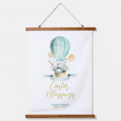 Snijder Bunny in een hete ballon, aangepaste tekst Hangend Wandkleed (Voorkant)