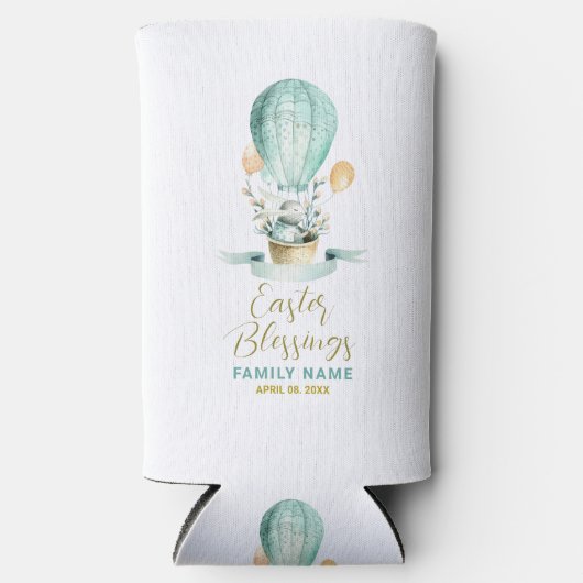 Snijder Bunny in een hete ballon, aangepaste tekst Seltzer Blikjeskoeler (Voorkant)