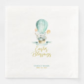 Snijder Bunny in een hete ballon, aangepaste tekst Servet (Voorkant)