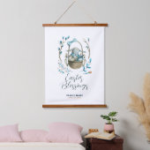 Snijder Bunny in een mandje, aangepaste tekst Hangend Wandkleed (Slaapkamer)