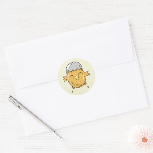 Snijder met Eggshell-tekening Ronde Sticker (Envelop)
