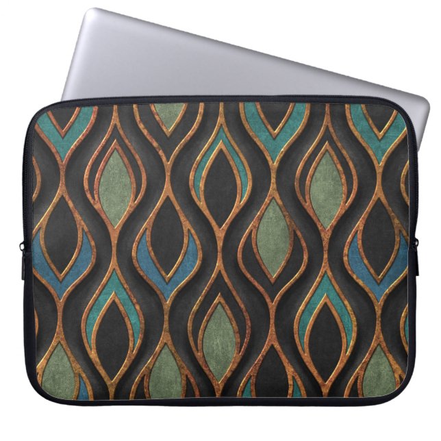 Snijgolven: bronzen kopertextuur laptop sleeve (Voorkant)