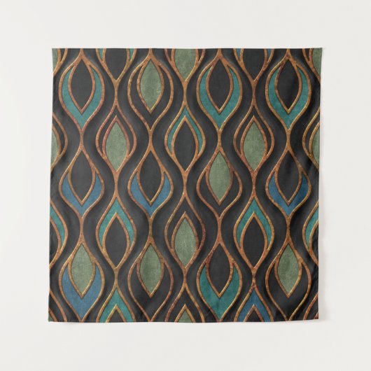 Snijgolven: bronzen kopertextuur wandkleed (Voorkant)