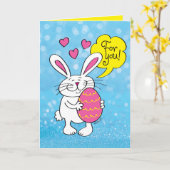 Snijkop met grote paaseieren Cartoon Kaart (Gele Bloem)