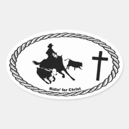 Snijpaard Cross Euro Stijl Ovale Sticker