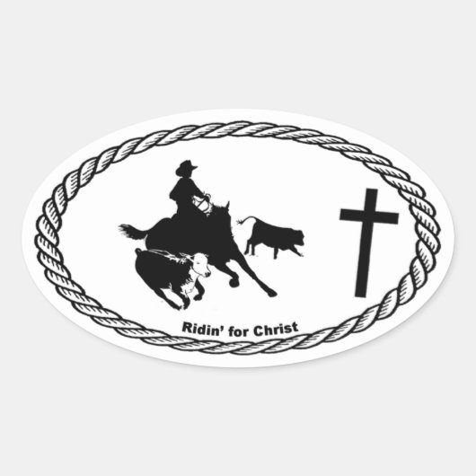 Snijpaard Cross Euro Stijl Ovale Sticker (Voorkant)