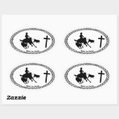 Snijpaard Cross Euro Stijl Ovale Sticker (Vel)