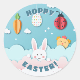 Snijpapier voor paasBunny, Eieren, Wortel en Ladyb Ronde Sticker