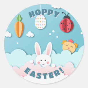 Snijpapier voor paasBunny, Eieren, Wortel en Ladyb Ronde Sticker