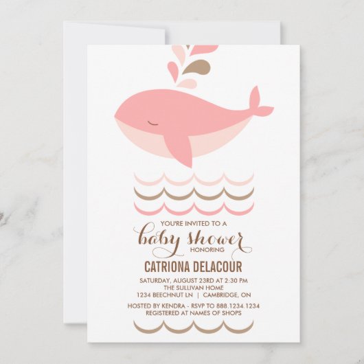 SNIJPINK WHALE HET IS EEN INVITATIE VAN HET MEISJE KAART (Voorkant)