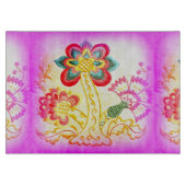 snijplaat van geborduurd roze palmboom snijplank (Voorkant)