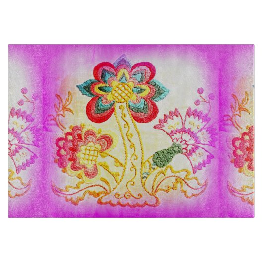 snijplaat van geborduurd roze palmboom snijplank (Voorkant)