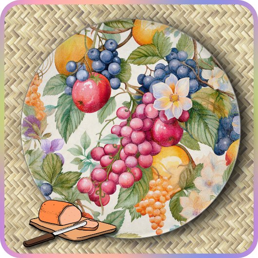SNIJPLANK - Bedekt met Kleurrijk Fruit - Rond