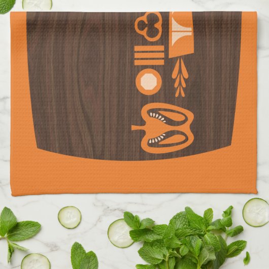 snijplank en oranje groenten, theedoek (Gevouwen)