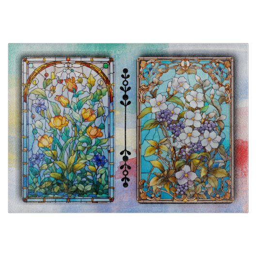 SNIJPLANK - Gebrandschilderde Bloemendesign (Voorkant)
