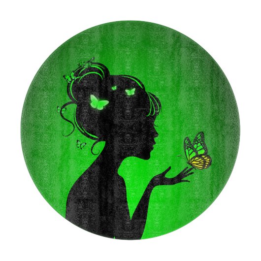 Snijplank Groene vlinder vrouw (Voorkant)