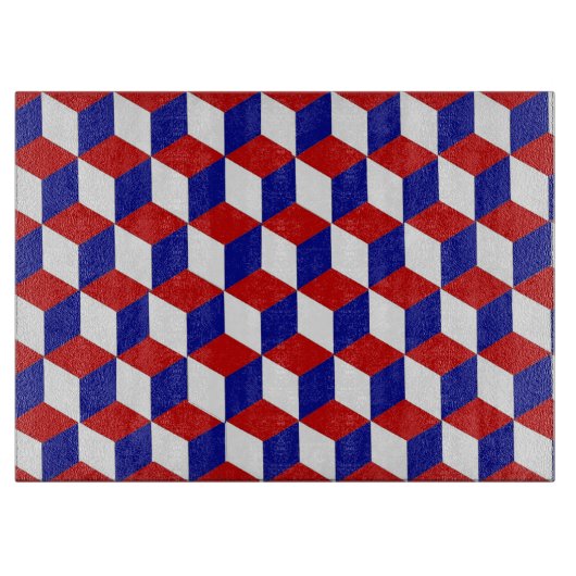 Snijplank - illusie in rood, wit en blauw (Voorkant)