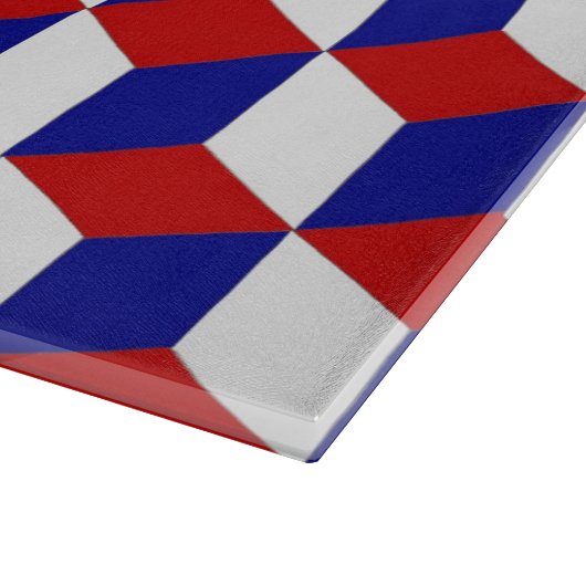 Snijplank - illusie in rood, wit en blauw (Hoek)