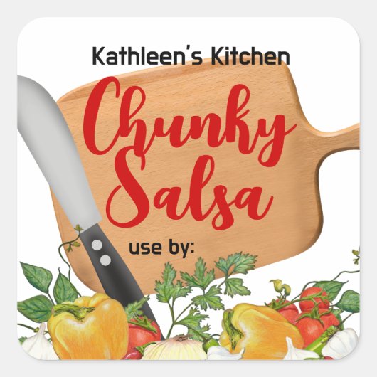 Snijplank koks mes groenten cadeau label (Voorkant)