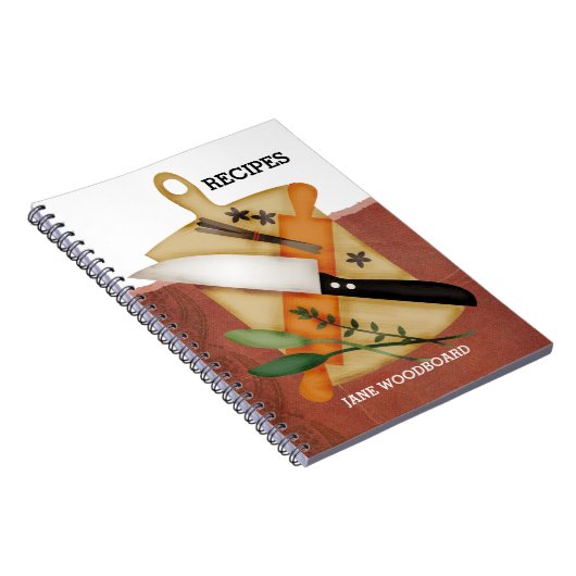 Snijplank koks mes rollende pin kruiden specerijen notitieboek (Rechterzijde)