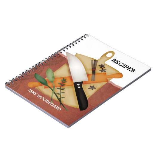 Snijplank koks mes rollende pin kruiden specerijen notitieboek (Linkerzijde)