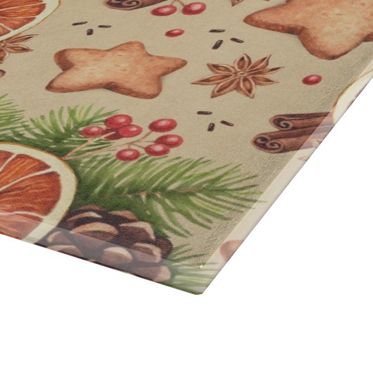 Snijplank van glas met Holiday Spice motief (Hoek)
