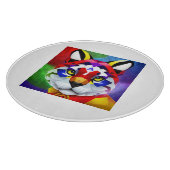 Snijplank van wit rond glas van Alexander's Cat (Hoek)