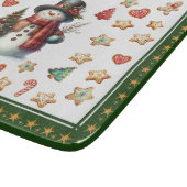 Snijplank Vierkant Sneeuwman en Kerstkoekjes (Hoek)