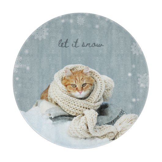 Snijplank, winterkat laat het sneeuwen snijplank (Voorkant)