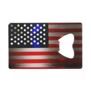 Snijrand Laser Gesneden Amerikaanse Vlag 2 Creditkaart Flessenopener