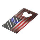 Snijrandlaserknippen Amerikaanse vlag 2 Creditkaart Flessenopener (Voorkant Gekanteld)