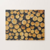 Snijstack van boomstammen, vers legpuzzel (Horizontaal)