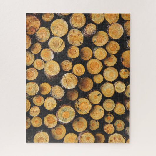 Snijstack van boomstammen, vers legpuzzel (Verticaal)