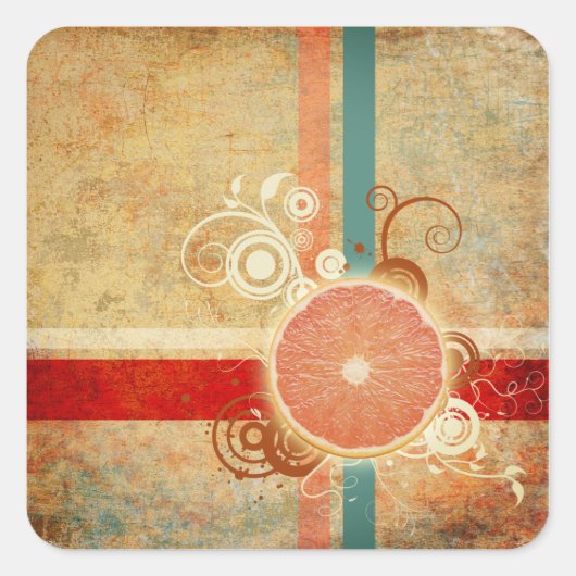 Snijtje Citrus Abstract Vierkante Sticker (Voorkant)