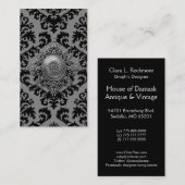 Snijvet, FILIGREE MEDALLION IN GRAY EN BLACK Visitekaartje (Voorkant / Achterkant)